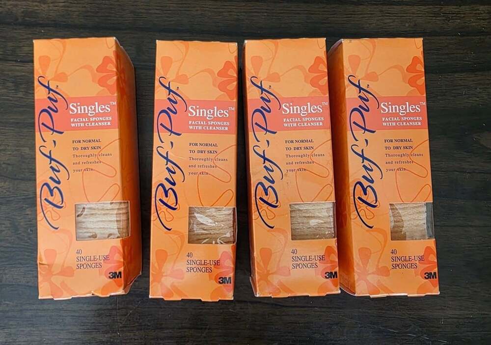 Brand New 3M Buf-Puf Singles Facial Sponges Cleanser Normal to Dry 40 Count